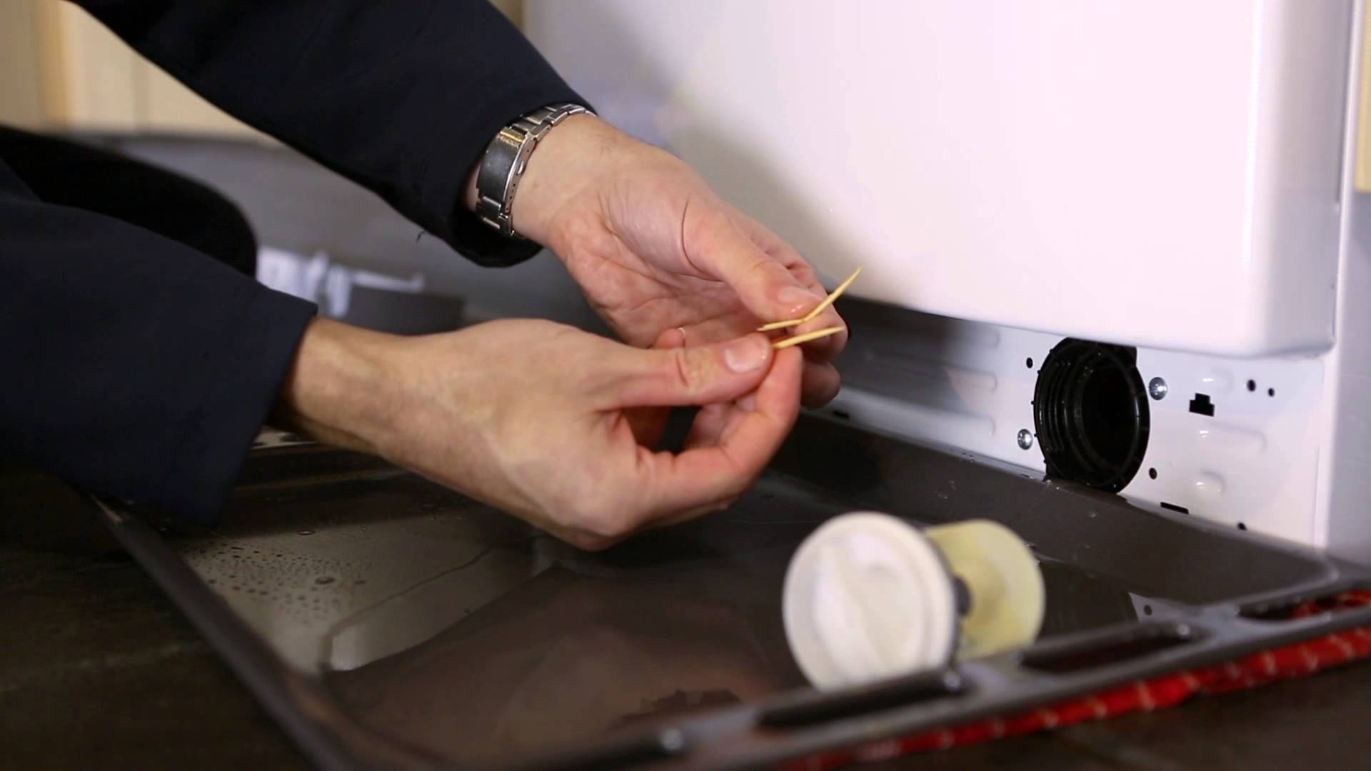 cleaning the filter in the washer