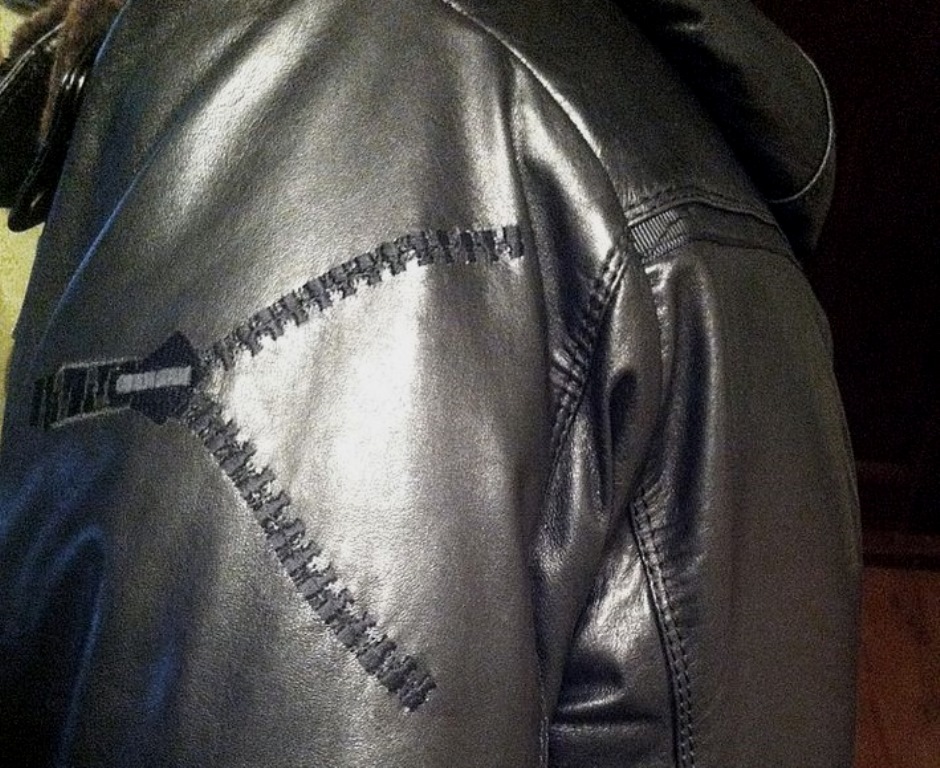 decorative seam on a leather jacket