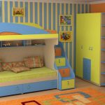 blue and yellow bunk bed