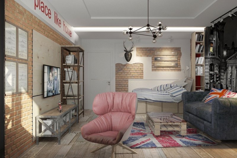 room for a teenage girl in a loft style