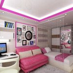 pink sofa in a teen girl's room