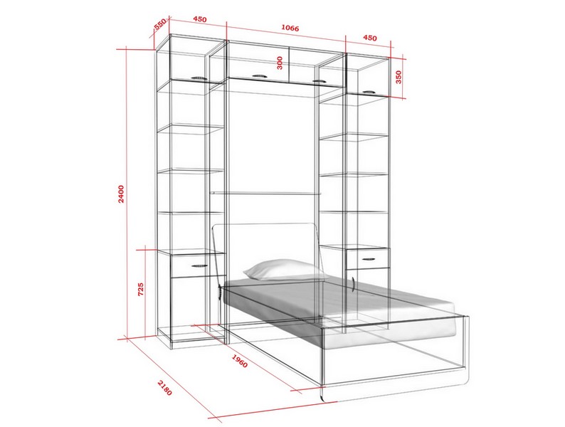 wardrobe bed diagram