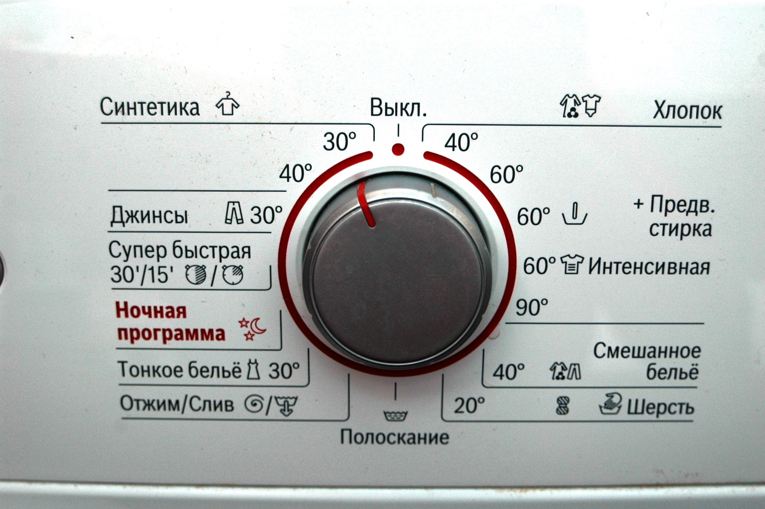 washing modes in the machine