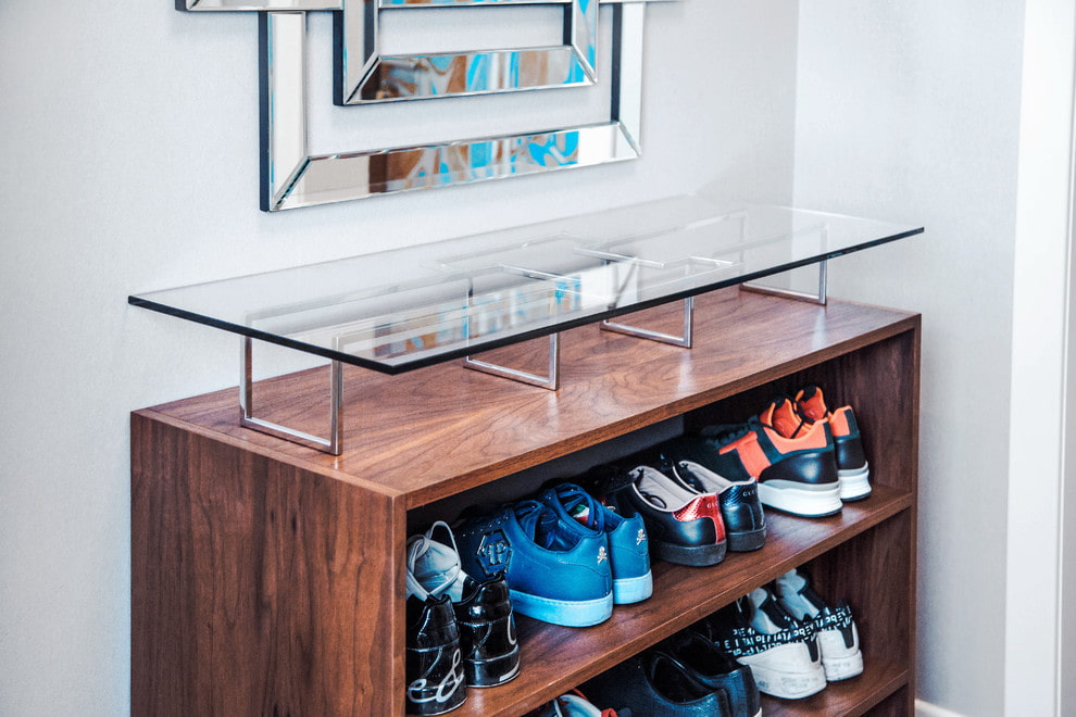 shoe rack in the hallway