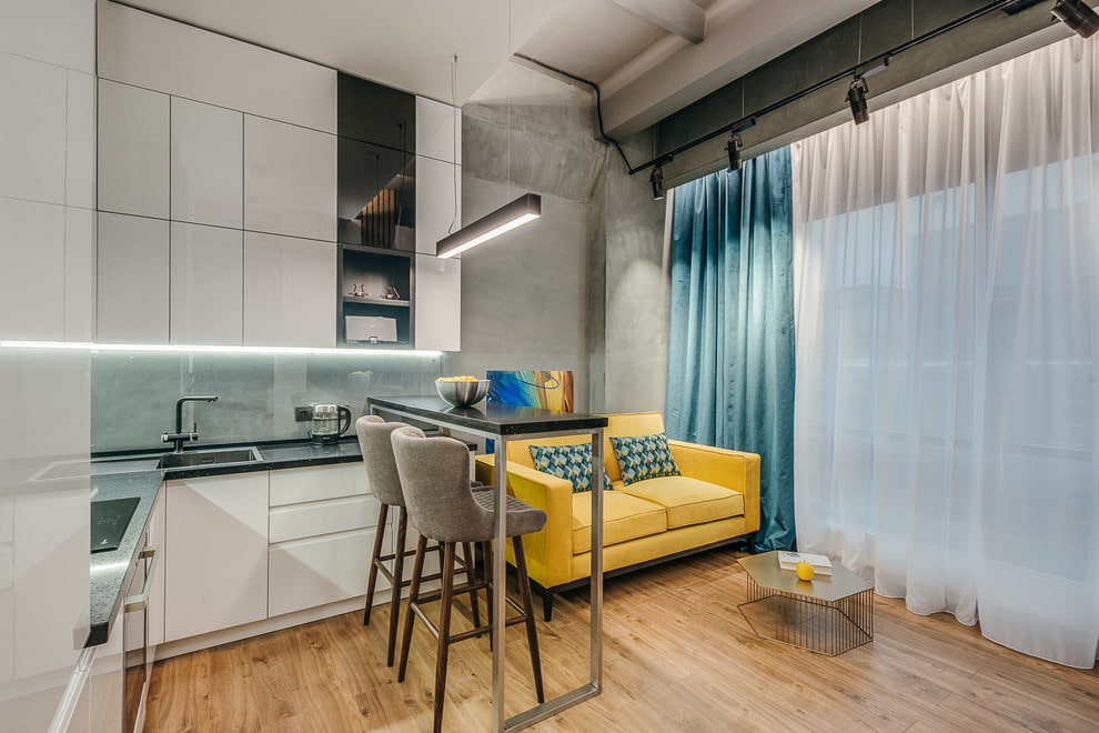 sitting area with a sofa in the kitchen