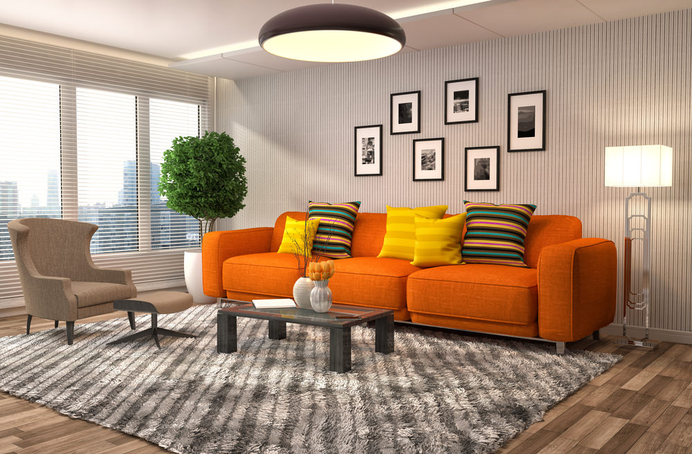 orange straight sofa