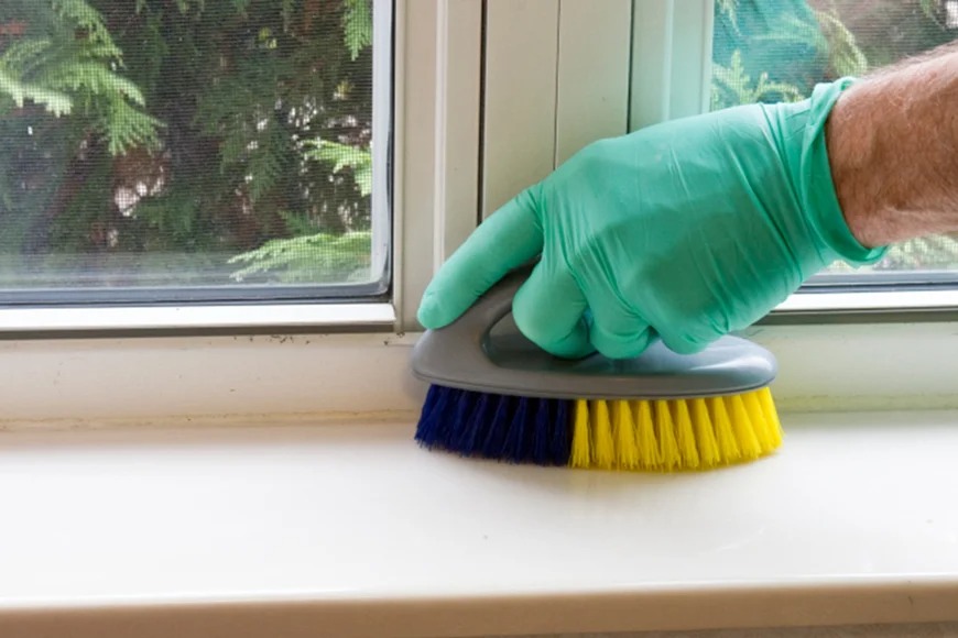 how to clean a window sill