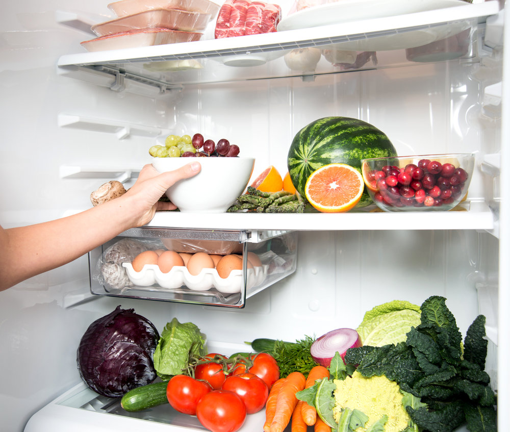 vegetables and fruits in the refrigerator