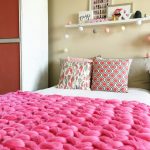 pink knitted bedspread