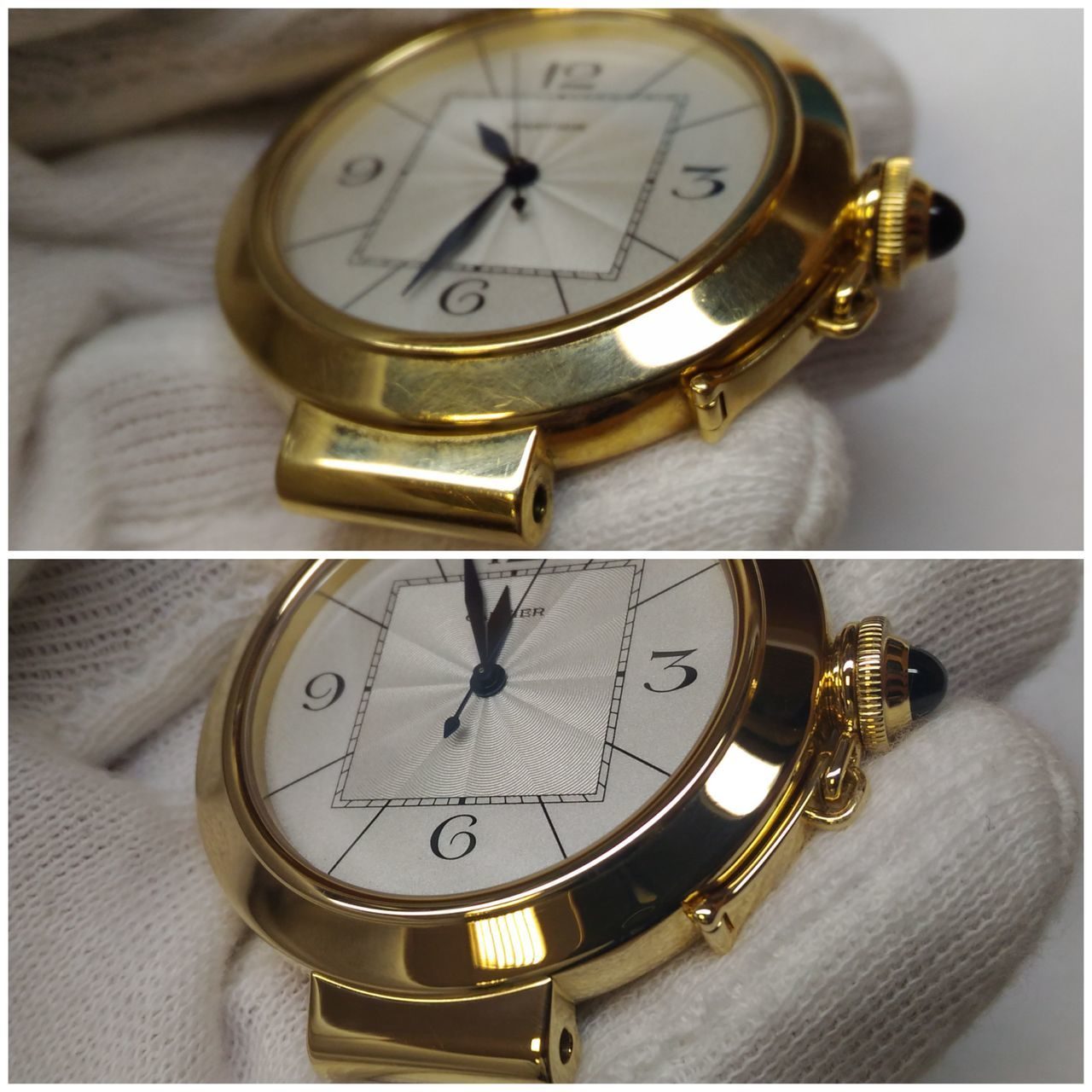 polishing gold watch