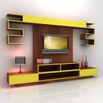 yellow TV shelf