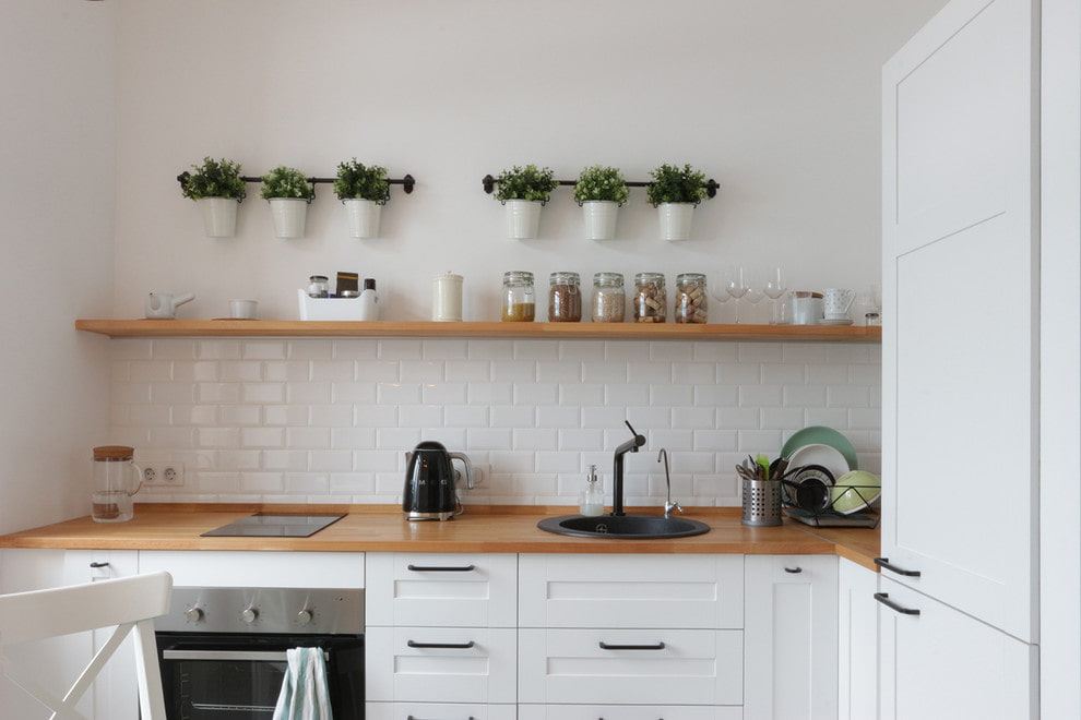 wooden kitchen shelves