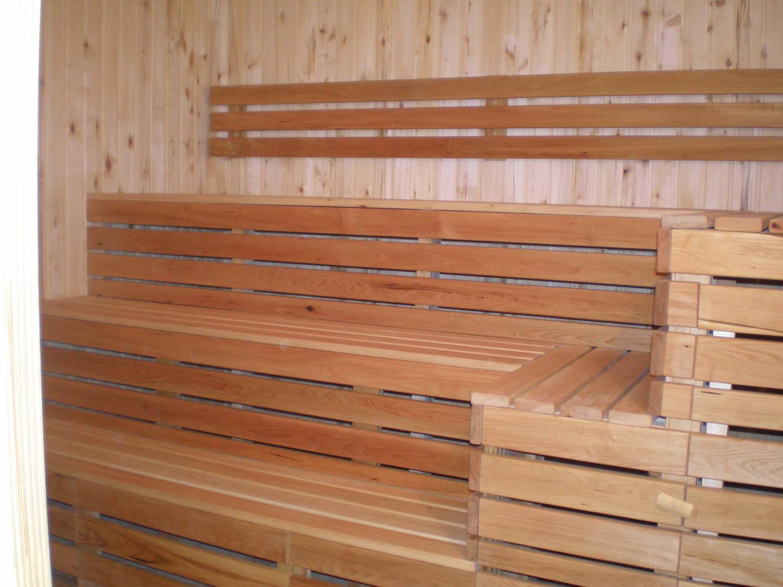 shelves in the steam room bath