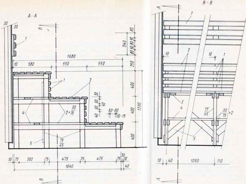 sauna shelves drawing