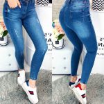 distressed blue women's jeans