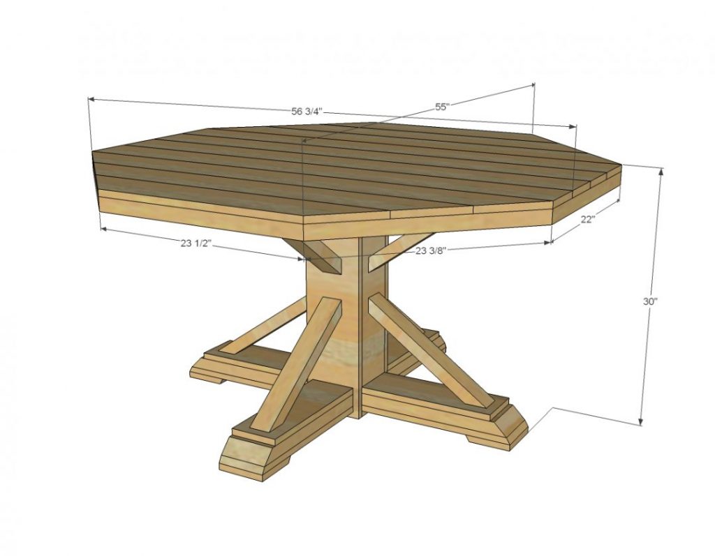 example drawing for a hexagonal table