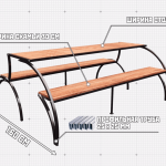 an example of a drawing of a transforming table with two benches