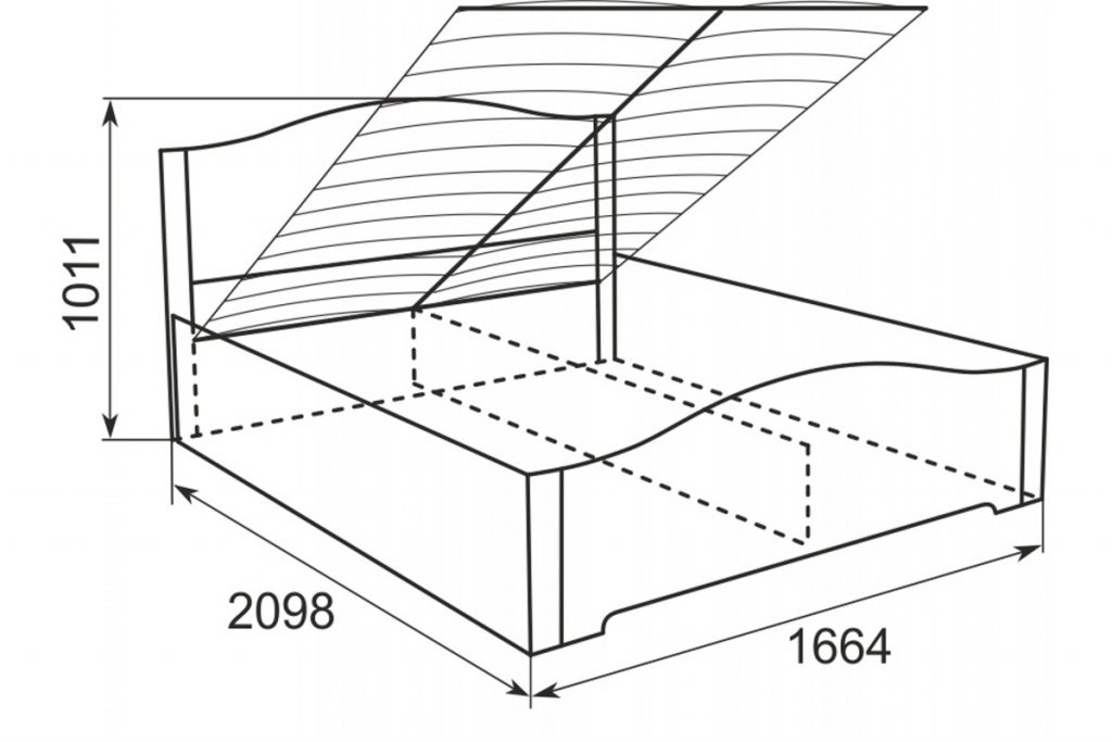 an example of a sketch of a bed with a lifting mechanism