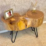 unusual table with saw cut