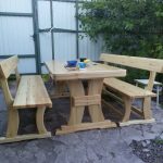 homemade table in the gazebo