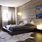 bed with wooden wall