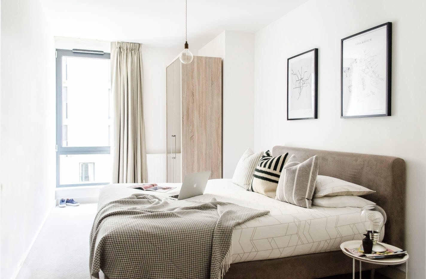 bedroom in beige colors