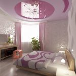 bed with lilac ceiling