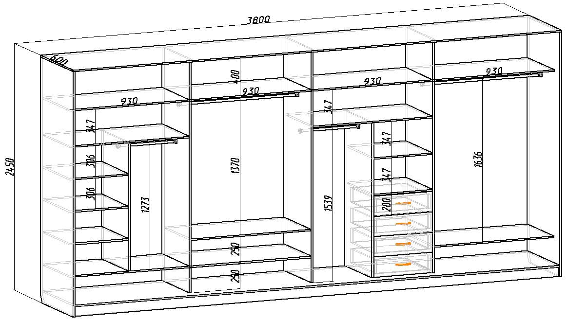 dimensions of the wardrobe compartment diagram