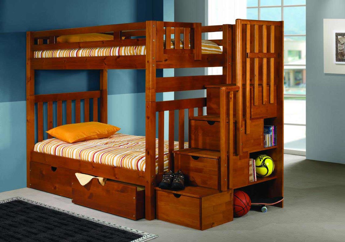 double wooden bed