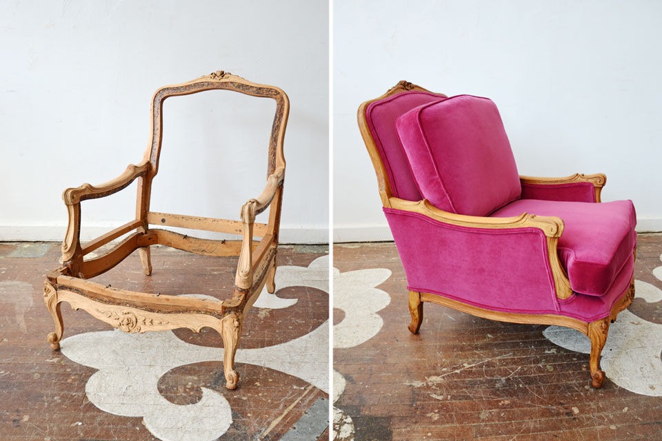 restoration of a chair with wooden armrests