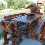 carved table in the gazebo