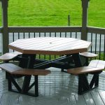 neat hexagonal table in the gazebo