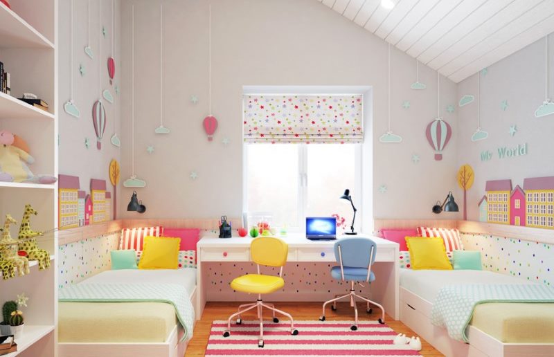 nursery for two children pink