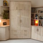 plywood wardrobe with side tables