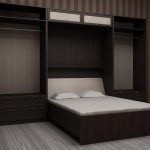 spacious wardrobe with built-in bed