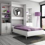 white and lilac transformer wardrobe with a single bed