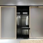 sliding wardrobe with lighting interior photo