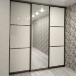 built-in wardrobe with wallpaper