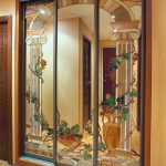 sliding wardrobe with stained glass