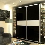 sliding wardrobe black with white stripe