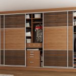 sliding wardrobe made of different wood