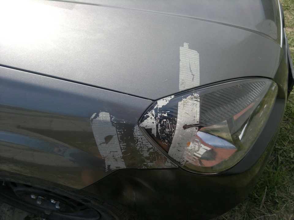 scotch tape on car