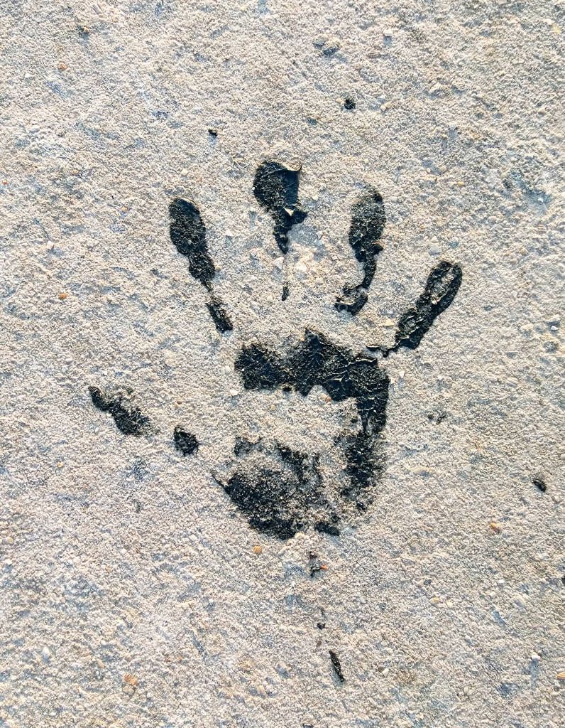 handprints in the kitchen