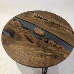 round table with saw cut with black fill