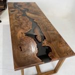 rectangular table with saw cut with filling