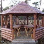 semicircular table in the gazebo