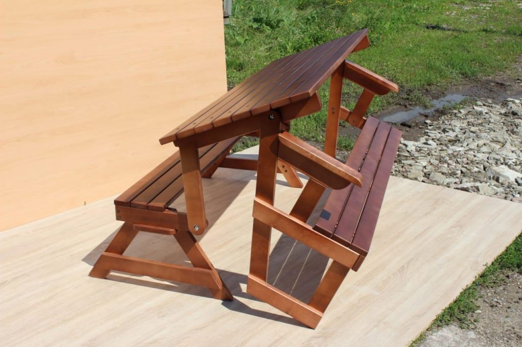 transformer table with two benches