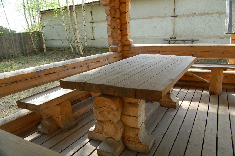 table in the gazebo in the country