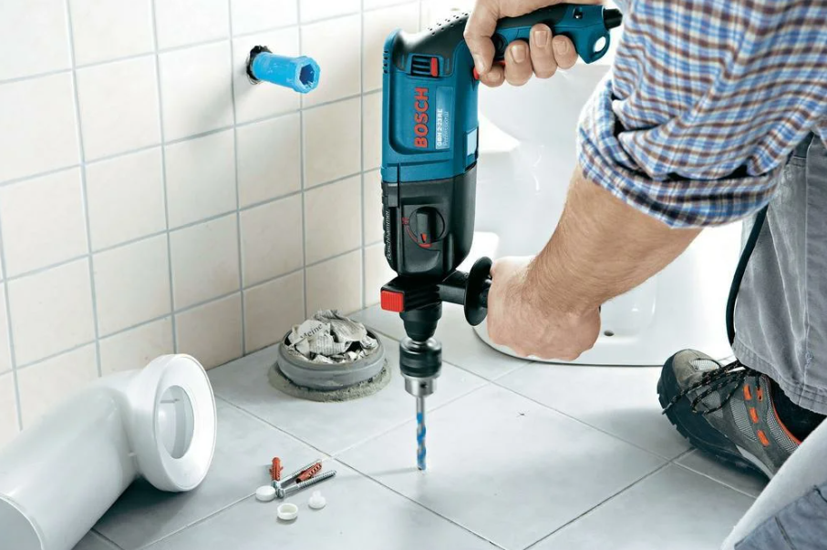 drilling tiles on the floor