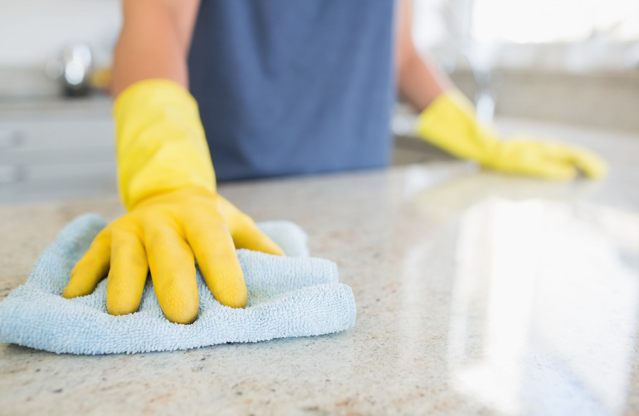 cleaning the kitchen